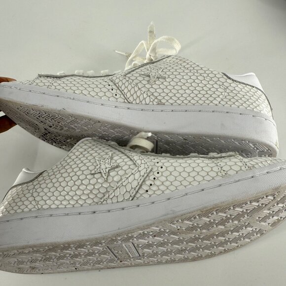 Converse All Star White Leather Snakeskin Texture Sneakers W/ Lunarlon US 7.5 - Picture 10 of 10